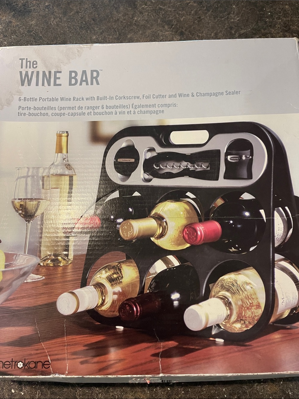 6-Bottle Portable Wine Rack - Black